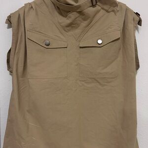 Anthropologie Tan Sleeveless Top with Pocket Details